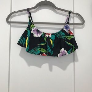 Floral ruffled bikini top